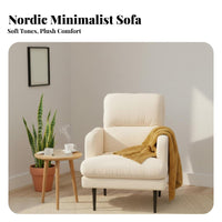 Foldable Adjustable Reclining Lounger Spacious Seat Adjustable Backrest Chaise High-Density Foam Filling Single Sofa Ergonomic Support for Apartment Dwellers, Young Adults, Book Lovers, Balcony, Bedroom, Home Creamice