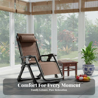 Bamboo Mat Deck Chair Foldable Design Folding Recliner Heavy Duty Frame Adjustable Patio Lounger for Seniors, Homeowners, Backyard, Living Room, Beach