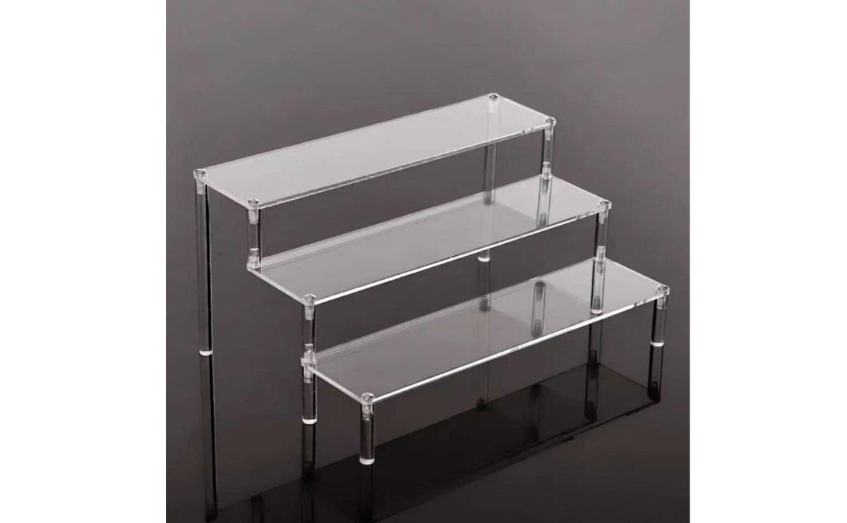 Transparent Clear Stepped Shelf High Clarity Step Display Rack Easy to Clean Acrylic Display Stand Thickened for Doll Collectors, Desktop, Showroom