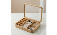 Wooden Jewelry Box with Compartments Divided Wooden Jewelry Box Desktop for Dresser