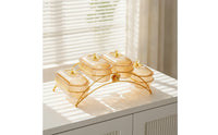 Snack Tray with Lids Gold-Tone Divided Serving Tray Snack Platter Decorative Organizer Clear for Hosts, Living Room, Countertop