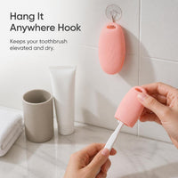 Portable Silicone Toothbrush Holder Travel Case with Hook or Standard Design