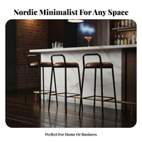 Modern Minimalist Design Low-Back High Stool With Backrest Bar Chair Padded Cushion Home Seating Built-in Footrest for Homeowners, Interior Designers, Adults, Cafe, Pub, Kitchen, Dining Room