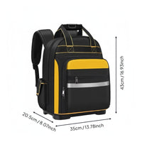 Large Capacity Tool Backpack Wear-Resistant Molded Base Tool Bag Waterproof Heavy Duty Work Backpack Reflective Strip for Electricians, Contractors