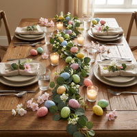 Easter Garland Realistic Look Easter Egg Garland Soft Touch Eucalyptus Leaf Vine for Crafters, Party Planners, Mantelpiece, Staircase, Stair Railings