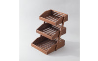 Three Tier Display Shelf Compact Wooden Display Stand Rustic Tiered Shelf for Study