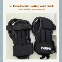 Black wrist guards reduce vibration.