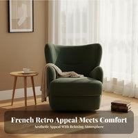 Retro Design Upholstered Swivel Armchair Compact Size Upholstered Swivel Chair Soft & Comfortable Living Room Seating Luxuriously Soft Comfort for Apartment Dwellers, Home Decorators, Bedroom, Balcony, Reading Nook, Nursery