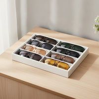 Velvet-Lined Glasses Tray with 8 Compartments Divided Eyeglasses Organizer Rectangular Eyewear Display Tray Slimline for Retailers, Dresser, Closet