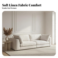 Three-Seater cushioned Settee Removable and cleanable Cover Sofa French Cream Aesthetic Living Room Seating for Families, Young Adults, Lounge Area, Office