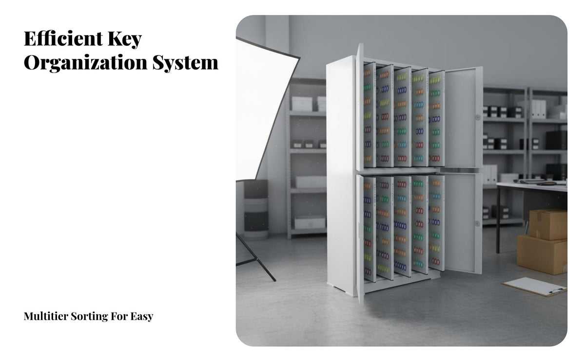 Lockable Security Wall-Mounted Key Cabinet Heavy Duty Construction High-Capacity Lock-and-Keyer Adjustable Shelves Storage Solution Effortless Sliding Panels for Realty Estate Agents, Car Dealership Personnel, Building Supervisors, Workshop