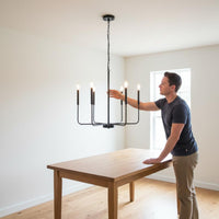 Iron Branch Chandelier Farmhouse Contemporary Taper Chandelier Metal Frame Indoor Lighting for Dining Room
