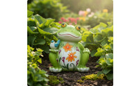 Solar Powered Garden Statue Adorable Frog Figurine Garden Statue for Gardeners, Flower Bed