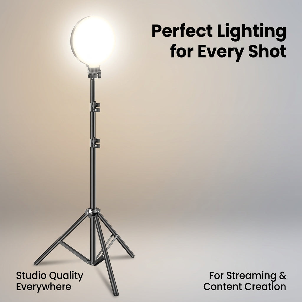Fill Light for Professional Home Studio Use, Dimmable Three-Color for Photography and Video, Round LED with Tripod for Photographer