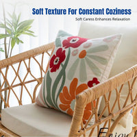 Embroidered Pillow Cover, Pastoral Style, Soft Canvas, Sofa Decor, Random Floral