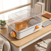 Transparent Hamster Cage Villa with Side Door and Handle, Single Layer House for Indoor Use, Portable Oval Shape Dwarf Habitat Viewing