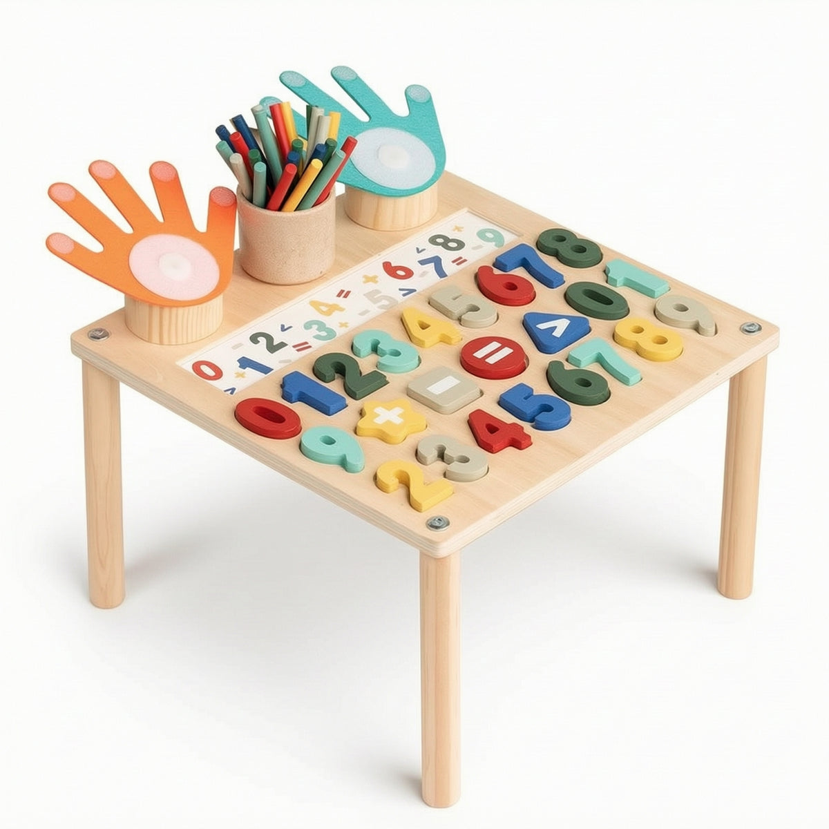 Rounded Edges Wooden Activity Table with Cup Holder Multicolor Children's Learning Table Long-Lasting Furniture Stable for Classroom