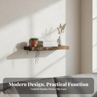 Wood Grain Finish Floating Board Space Saving Wall Shelf Minimalist Design Household Storage Multi-Purpose for Homeowners, DIY Enthusiasts, Living Room, Bedroom, Hallway, Kitchen