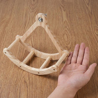 Pirate Ship Parrot Toy with Mirror, Solid Wood Play Stand with 2 Perches, Wooden Parrot Toys and Parrot Perch Gym Toys for Parakeets Cockatiels