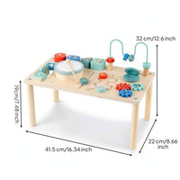 Wooden Activity Table with Bead Maze Educational Child-Centered Activity Table Developmental Interactive for Toddlers, Playroom