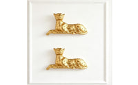 2 Pieces Textured Resin Leopard Decor Spotted Gold Leopard Ornament Reclining Light Switch Cover Detailed Face