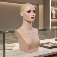 Female Hairpiece Head Bust Skin-Toned-Toned Hairpiece Display Bust Smooth Surface