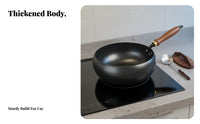 Scale Pattern Scale Pattern Wok Naturally Nonstick Flat Bottom Wok Iron Stir Fry Pan Even Heating Uncoated Skillet Pre-Seasoned