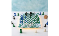Marble-Style Four-Player Chess Set Easy to Carry Chess Set with Mat Sturdy High Quality for Families, Gatherings