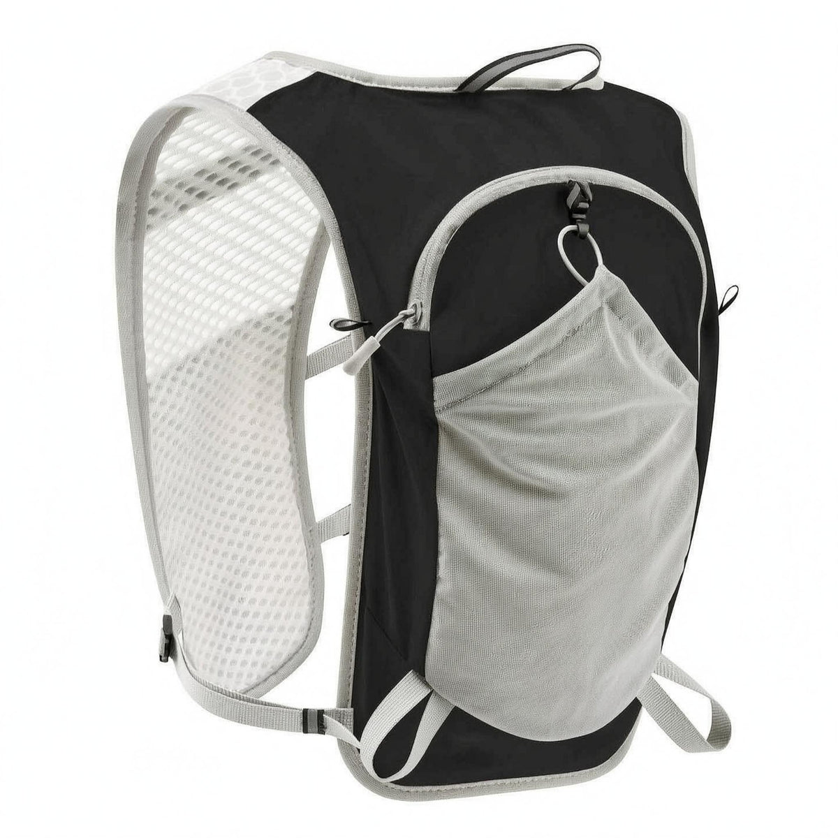 Lightweight Running Vest Backpack Reflective Strips Mesh Back Vest Backpack Zippered Pocket Athletic Pack Stretch Pockets for Hiking