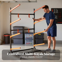 Heavy-Duty Freestanding Multi-Kayak Holder Adjustable Height Freestanding Watercraft Holder Indoor/Outdoor Use Watersport Rack Weather-Resistant for Water Sports Enthusiasts, Rowboat Owners, Paddleboarders, Shed, Dock, Dockside
