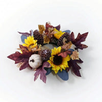 Tabletop Wreath with Candle Holder Decorative Decorations Multicolor for Mantel