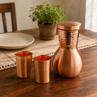 Copper Water Jug Set Snug Lid Copper Jug Set Narrow Neck Servingware