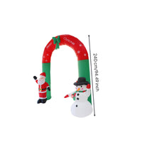 Santa Snowman Arch Red and Green Christmas Arch Inflatable Snowflake Pattern Bow Top