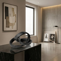 Abstract Sculpture with Base Minimalist Geometric Sculpture Contemporary Tabletop Ornament for Art Lovers, Homeowners, Bookshelf