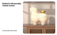 Cultural Gift New Chinese Design Sculpture Decorative & Functional Chinese Wealth Horse Figurine Vivid Design for Entrepreneurs, Living Room