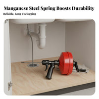 Flexible Cable Electric Drain Auger Automatic Feed Plumbing Snake Tool Double Operation for Homeowners, Renters, Bathtub, Sewer Line