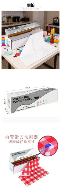 Disposable Plastic Tablecloth Roll - 54 inches x 100 feet with Cutter Box