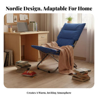Foldable Adjustable Padded Recliner Sturdy Frame Lounge Chair Eron-the-Movenomic Design Portable Furniture Breathable for Office Workers, Homeowners, Dormitory, Rest Time, Living Room, Balcony