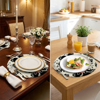 4pcs Round Easter Placemat Festive Design Hare Motif Table Mat Seasonal Decor Be Happy Decorative Mat for Party Hosts, Homeowners, Holiday Events, Kitchen