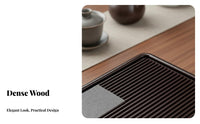 Chinese Design Rectangular Drainage Tea Platform Water Storage Gongfu Tea Tray Minimalist Design Beverage Accessory Easy to Clean for Home Entertainers, Adults, Living Room, Teahouse, Office, Mindfulness Studio