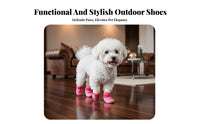 4 Pieces Dog Shoes Soft & Comfortable Waterproof Dog Shoes Breathable Material Canine Foot Protectors for Small Dogs, Young Dogs, Rainy Days, Walking