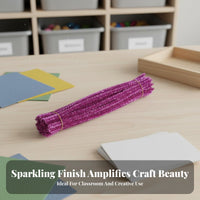 100 Pieces Glitter Pipe Cleaners Creative DIY Tinsel Glittery Tinsel Chenille for Kids, Arts and Crafts, School Projects, Holiday Crafting