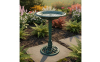 Easy to Clean Bird Bath Bowl Stable Base Bird Bath Feeder Combo Heavy Duty Feeding Station Antique Design for Yard