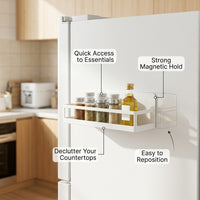 Cabinet and Wall Organizer for Kitchen Needs, Carbon Steel Hanging for Dorm Room Students, Multi-functional Refrigerator Storage Rack