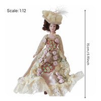 Ceramic Head and Limbs Historical Dollhouse Doll 1:12 Scale Porcelain Doll for Hobbyists, Collectors, Miniature Scene