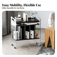 Light Luxury stylish 2-Tier Clear Rolling Stand Transparent Look Mobile Furniture transparent Design Storage trolley Space-Saving for Apartment Dwellers, Office Workers, Living Room, Bedroom, Dining Area, Bathroom