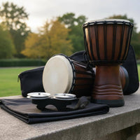 Hardwood Body Finger-Mounted Tambourine Metal Jingling Discs Finger Jingle Tambourine Black Finish Hand Percussion Elastic Strap