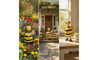 Outdoor Bee Statue Whimsical Metal Bee Sturdy Garden Figure Cute for Patio, Porch