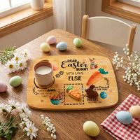 Wooden Serving Platter Holiday Serving Tray Cutting Board Easter Bunny Carrots Decor Easter Table Decoration Rabbit Dinner Platter for Kitchen