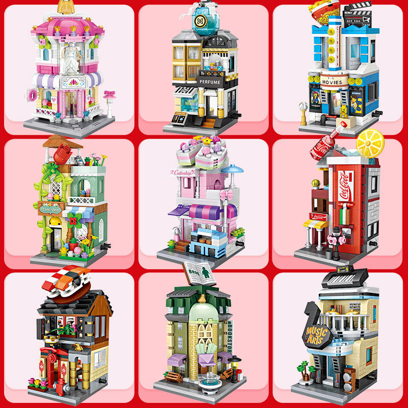 LOZ Mini Street View Building Blocks Set - Sushi Hotpot Japanese Restaurant Shop Toy Gift